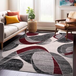Rugshop Modern Geometric Circular Harmony Non Shedding Soft Ideal for Living Room,Bedroom,Kitchen Runner Rug 2' x 7' Yellow