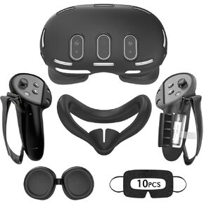 مجموعة Silicone Cover for Meta Quest 3 ، تصميم محدد للحماية الكاملة للبحث 3 ، 4 في 1 غطاء واقي من إكسسوارات VR لـ Oculus Quest 3 ، هدية مثالية لعيد الميلاد وعيد الميلاد (فانتوم)