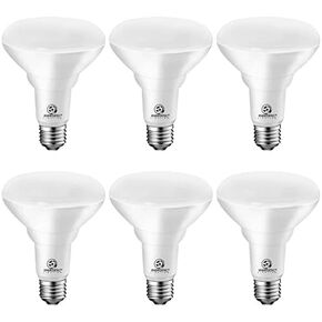 أضواء غامرة LED BR30 نشطة في الأماكن المغلقة، ضوء النهار 5000 كلفن، مصابيح إضاءة غائرة بقدرة 65 وات، قابلة للتعتيم، 750 لومن، نجمة الطاقة وCRI 90، مدرجة في قائمة UL، 6 عبوات