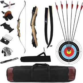 قم بتجديد الغزلان Recurve Bow و Arrow مجموعة 62 "القوس الخشبي التقليدي الكلاسيكي للبالغين شباب المبتدئين الذين يستهدفون الرماية