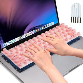 غطاء لوحة مفاتيح طويل مع فرشاة التنظيف متوافق مع MacBook ، غطاء لوحة المفاتيح للأظافر الطويلة ، غطاء لوحة المفاتيح المرتفعة ، فيلم لوحة مفاتيح القلب من السيليكا لفن الأظافر (الوردي ، القلب)