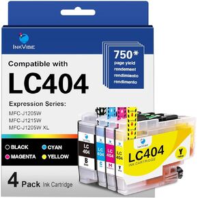 استبدال خراطيش الحبر LC404 لخرطوشة الحبر Brother LC404 LC-404 LC404XL تستخدم مع طابعة Brother MFC-J1205W MFC-J1215W MFC-J1205W XL (حزمة من 4 ألوان)