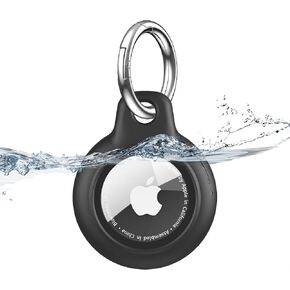 1 حزمة مقاومة للماء لحامل Apple Airtag ، لحالة علامة الهواء مع سلسلة المفاتيح ، الكمبيوتر الشخصي الصلب+TPU صدمية ومقاومة للخدش العلبة لعلامات الهواء Apple (أسود)