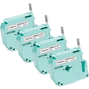 M-K231 شريط الملصقات استبدل لـ Brother P Touch M Tape M231 M-K231S MK231 M-231 12MM 0.47 White for Brother Ptouch PT-M95 PT-90 PT-65 PT-80 PT-70 PT-45 M950 M960 MAKERS ، 4 علية
