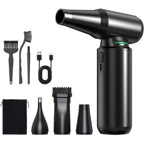 Duster Air Air مضغوط مع مصباح يدوي LED ، 300000 دورة في الدقيقة بدون فرش من Air Air Duster ، منفاخ صغير قابل للتعديل 3-gear ، مروحة طائرة من اللاسلكي للوحة المفاتيح ، الكمبيوتر الشخصي ، السيارة والتنظيف المنزلي