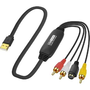 XMSJSIY USB 2.0 Audio Video Capture Card (S-Video+3 RCA Male to USB) | S Video RCA to USB Digital Grabber Recorder CVBS VHS VCR to Digital Converter for DVD Player,PC,Tape Recording -1.2M/3.9FT in Saudi Arabia