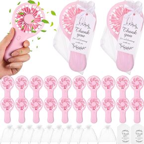 Mudder 20Set Mini Handheld Bans Bulk for Wedding Baby Shower Small Hand Fans Fans Fans للضيوف مروحة دش مع شكر الأكياس الهدايا لضيوف الزفاف الصيفي دش الزفاف (أبيض)