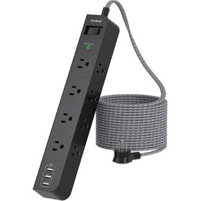 امتداد سلك 15 قدمًا ، شريط طاقة للوقاية من زيادة 8 منافذ AC 3 USB （2 USB C） ، شريط الطاقة المسطح ، محطة شحن سطح المكتب مع حماية الحمل الزائد للمنزل ، المكتب ، المسكن ، ETL المدرجة in Kuwait