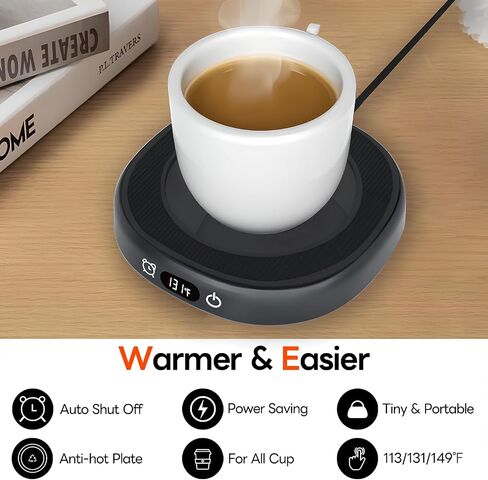 131℉/55℃ Mug Warmer Coffee Cup Warmer for Desk Black Pink Cup Warmer Home Office (Black) in Kuwait