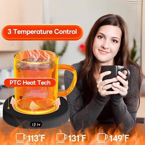 131℉/55℃ Mug Warmer Coffee Cup Warmer for Desk Black Pink Cup Warmer Home Office (Black) in Kuwait