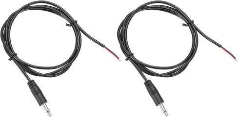 Dmiotech 2pcs 3.5mm 1/8 "الذكور موصل مقبس الموصل كابل الصوت 2 عمود أحادي AUX استبدال الكابلات العارية لسماعات الرأس سماعة الرأس أذن 0.3 م/1 قدم أسود in Kuwait