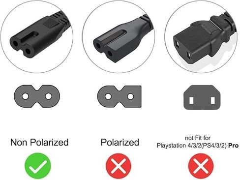 Power Cord for Samsung TV, Replacement Samsung TV 2 Prong AC Power Cord UN40 UN43 UN48 UN49 UN50 UN55 UN60 UN70 UN75 UN78 UN65KS8000FXZA Smart 4K TV, Compatible for LG TV 24" 28", TCL Roku TV (6Ft) in Saudi Arabia