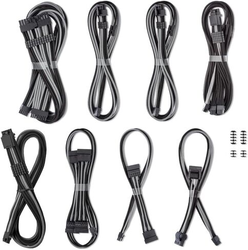 Cablemod E-series Pro Modflex Sleeved 12V-2x6 12VHPWR Dual StealthSense Kit لـ EVGA G / G+ / P+ / T (أسود+ أحمر) in Kuwait