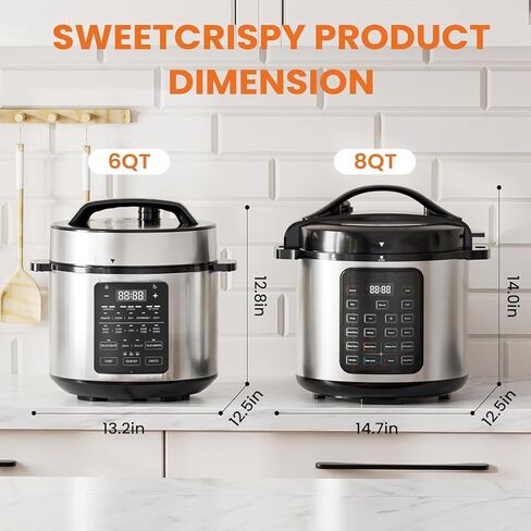 Sweetcrispy 6 Qt ضغط الضغط الكهربائي 12-في 1 الطباخات الكهربائية متعددة ، الأرز باخرة زبادي الفولاذ المقاوم للصدأ ، شريحة جديدة in Kuwait