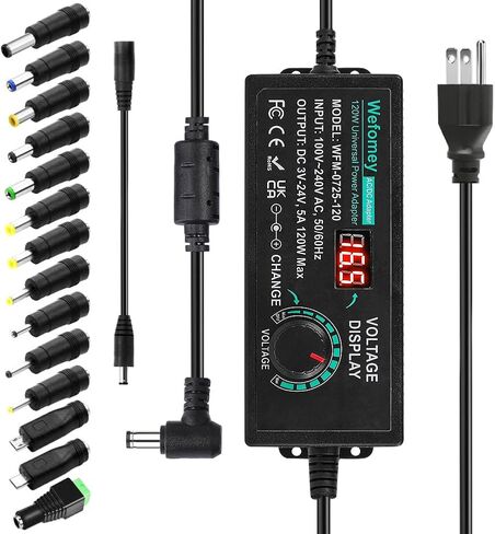 3V~36V 4A 144W Universal Power Supply 3V 5V 6V 9V 12V 15V 18V 20V 24V 30V 36V Adjustable Variable Switching AC/DC Adapter, 100V-240V AC to DC Converter with 14 Tips & Polarity Converter & Test Lead in Kuwait