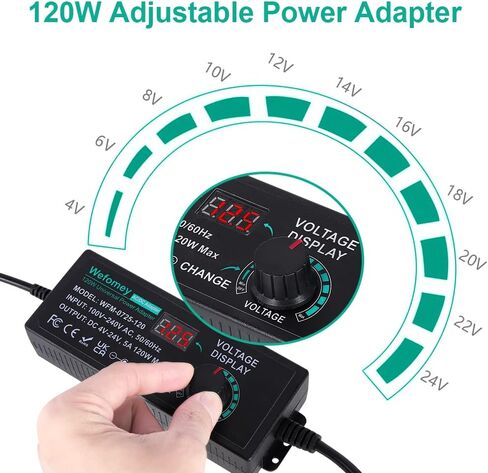 3V~36V 4A 144W Universal Power Supply 3V 5V 6V 9V 12V 15V 18V 20V 24V 30V 36V Adjustable Variable Switching AC/DC Adapter, 100V-240V AC to DC Converter with 14 Tips & Polarity Converter & Test Lead in Kuwait