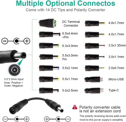 3V~36V 4A 144W Universal Power Supply 3V 5V 6V 9V 12V 15V 18V 20V 24V 30V 36V Adjustable Variable Switching AC/DC Adapter, 100V-240V AC to DC Converter with 14 Tips & Polarity Converter & Test Lead in Kuwait