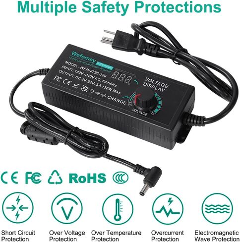3V~36V 4A 144W Universal Power Supply 3V 5V 6V 9V 12V 15V 18V 20V 24V 30V 36V Adjustable Variable Switching AC/DC Adapter, 100V-240V AC to DC Converter with 14 Tips & Polarity Converter & Test Lead in Kuwait