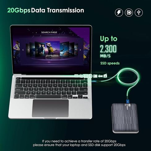 40 جيجابت في الثانية من كابل Thunderbolt 4 6.6 قدم ، شحن 240W ، 8K@60Hz ، 4K@144Hz ، كابل عرض USB C ، كابل USB4 لسلسلة iPhone 16/15 ، MacBook Air ، iPad ، Samsung in Kuwait