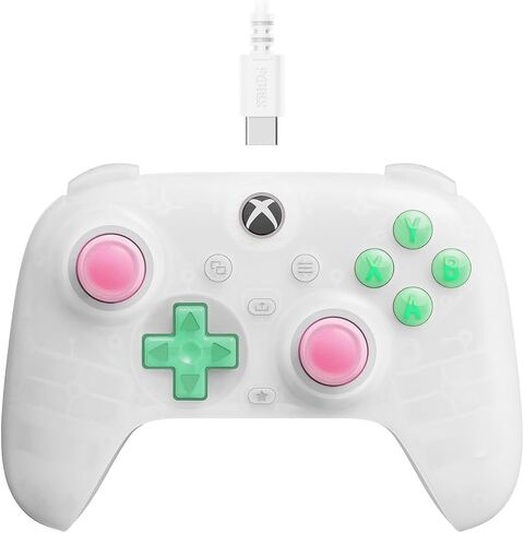 وحدة تحكم سلكية Mini Mini Mini 8Bitdo مع Xbox مع RGB Fire Fire Ring ، Hall Effect Bownsticks ومشغلات ، لسلسلة Xbox X | S ، Xbox One ، Windows 10/11 - مرخص رسميًا (وردي شفاف) in Kuwait