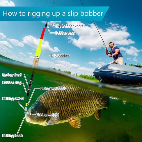 12 Pcs Float Fishing Bobber Balsa Wood Slip Fishing Bobbers Stick Slip Bobber in 6 Size for Fishing Crappie Bluegill Trout Bass Panfish Catfish Walleye Fishing Tackle Accessories in Kuwait