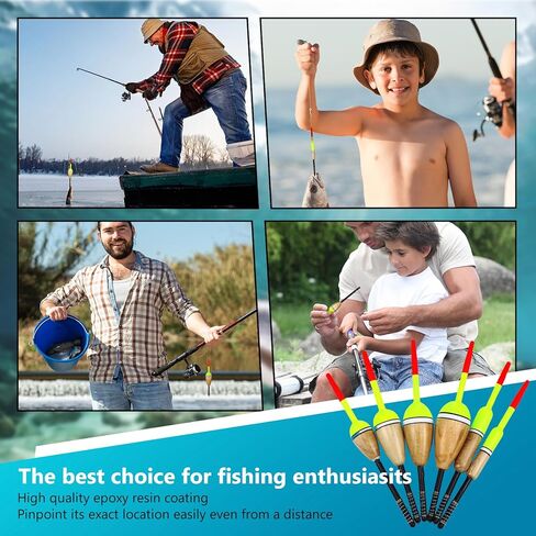 12 Pcs Float Fishing Bobber Balsa Wood Slip Fishing Bobbers Stick Slip Bobber in 6 Size for Fishing Crappie Bluegill Trout Bass Panfish Catfish Walleye Fishing Tackle Accessories in Kuwait