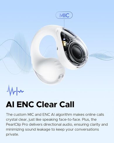 SoundPEATS PearlClip Pro Ear Ultra Open Ear Earbuds Wireless Headphones Bluetooth 5.4 Earphones Clip On Ear Buds with Mic, IPX5 Waterproof, 24 Hrs Play for Runing Cycling Fiteness in Kuwait