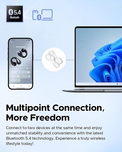 SoundPEATS PearlClip Pro Ear Ultra Open Ear Earbuds Wireless Headphones Bluetooth 5.4 Earphones Clip On Ear Buds with Mic, IPX5 Waterproof, 24 Hrs Play for Runing Cycling Fiteness in Kuwait