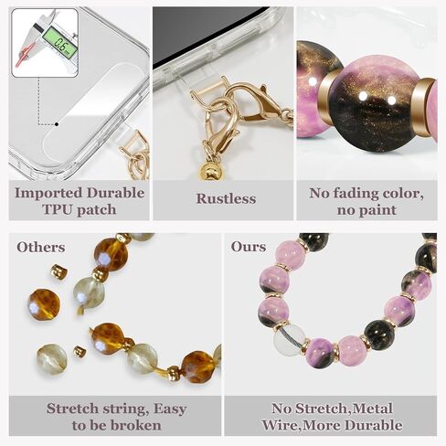 Phone Wrist Strap Detachable Phone Charm Metal Phone Lanyard Wristlet Keychain for Women With Clear Tether Tabs in Kuwait