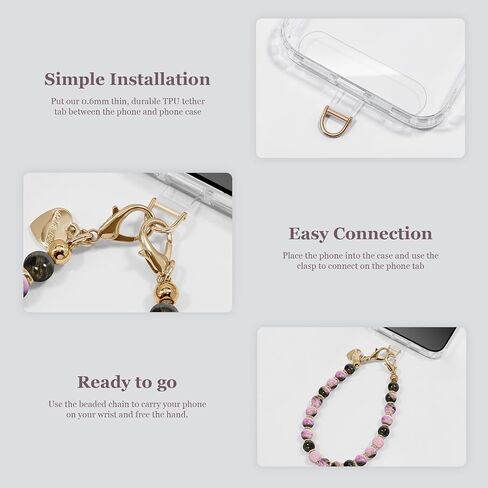Phone Wrist Strap Detachable Phone Charm Metal Phone Lanyard Wristlet Keychain for Women With Clear Tether Tabs in Kuwait