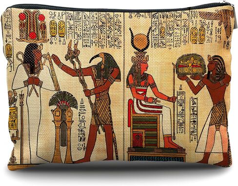 Egyptian Gifts Makeup Cosmetic Bag,Ancient Egypt Mythology Egyptian Pharaoh God Hieroglyphs Makeup Travel Toiletry Bag,Gift for Egyptian Egypt Lover in Kuwait