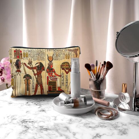 Egyptian Gifts Makeup Cosmetic Bag,Ancient Egypt Mythology Egyptian Pharaoh God Hieroglyphs Makeup Travel Toiletry Bag,Gift for Egyptian Egypt Lover in Kuwait