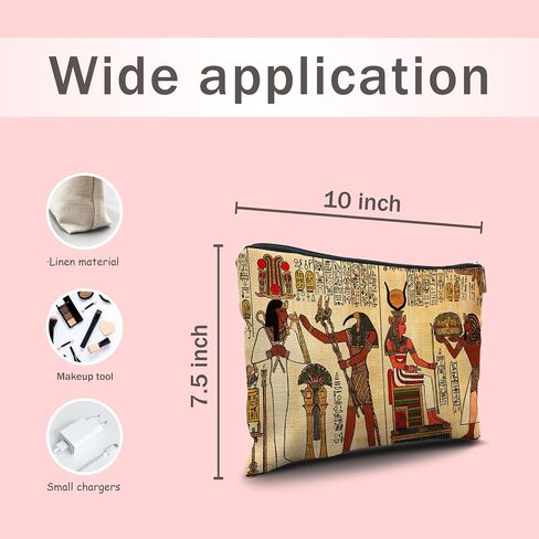 Egyptian Gifts Makeup Cosmetic Bag,Ancient Egypt Mythology Egyptian Pharaoh God Hieroglyphs Makeup Travel Toiletry Bag,Gift for Egyptian Egypt Lover in Kuwait