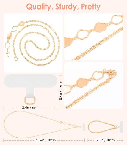 MoKo Phone Chain Crossbody, Metal Cell Phone Lanyard, Universal Phone Lanyard Strap for iPhone, Samsung, Most Smartphones, Phone Crossbody Strap × 1, Wrist Strap x 1, Lanyard Patches × 2, Silver in Saudi Arabia