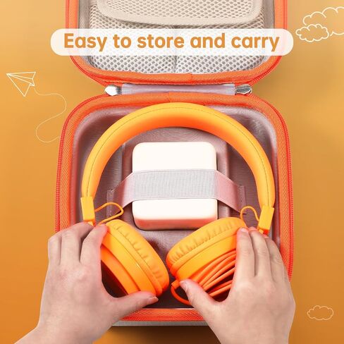 حالة صلبة متوافقة مع yoto mini Kids Audio Music Player & yoto سماعة رأس ، حالة تخزين السفر للأطفال يلعب بطاقات Audiobook Cards ، Orange in Kuwait