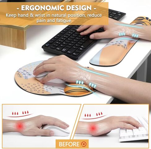 Mouse Pad and Keyboard Wrist Rest - Wrist Rest for Computer Keyboard, Ergonomic Mouse Pad & Keyboard Pad, Memory Foam Wrist Support for Comfy Typing (Mouse pad Set, Classic Black) in Kuwait
