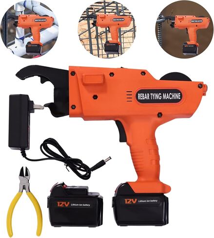 8mm-34mm Tier Tying Machine Automatic Rebar Tier Tying Machine Electric Reinforcing Rebar Tier Gun (Orange) in Kuwait