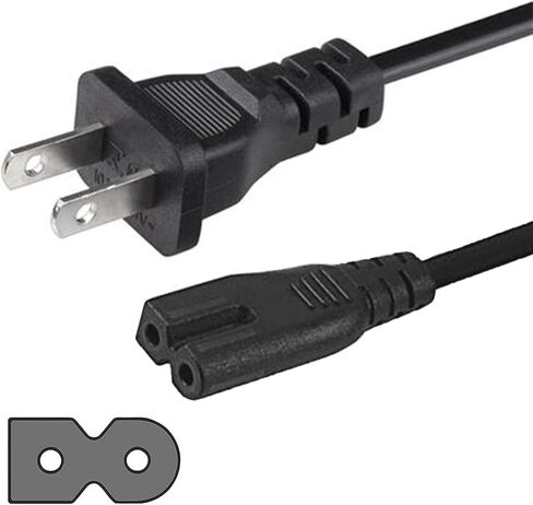 SatelliteSale 18AWG 2-Prong to Round/Round Connector AC Universal استبدال كابل الطاقة سلك عالمي PVC سلك أسود 6 أقدام in Kuwait