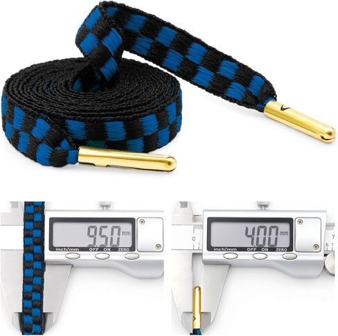 YJRVFINE 2 Pair 1/3" Wide Metal Tip Flat Colorful Checkered Shoelaces in Kuwait