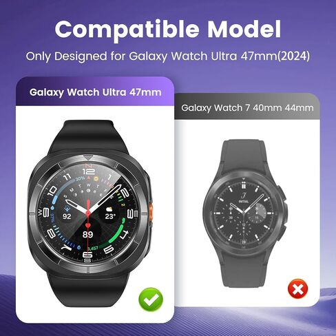 [2+2+3 Pack] Goton 3 in 1 for Samsung Galaxy Watch Ultra 47mm 2024 Screen Protector Case, HD Tempered Glass Screen Protector Hard PC Case Bezel Ring Cover for Galaxy Watch 7 Ultra Silver with Indices in Kuwait