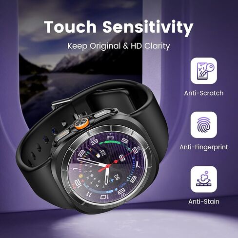 [2+2+3 Pack] Goton 3 in 1 for Samsung Galaxy Watch Ultra 47mm 2024 Screen Protector Case, HD Tempered Glass Screen Protector Hard PC Case Bezel Ring Cover for Galaxy Watch 7 Ultra Silver with Indices in Kuwait