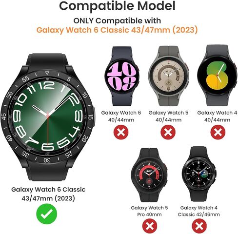 [2+2+3 Pack] Goton 3 in 1 for Samsung Galaxy Watch Ultra 47mm 2024 Screen Protector Case, HD Tempered Glass Screen Protector Hard PC Case Bezel Ring Cover for Galaxy Watch 7 Ultra Silver with Indices in Kuwait
