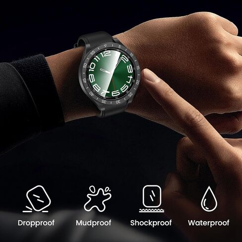 [2+2+3 Pack] Goton 3 in 1 for Samsung Galaxy Watch Ultra 47mm 2024 Case Screet Screatester ، HD Glass Screen Protector Hard PC Case Ring Fin in Kuwait