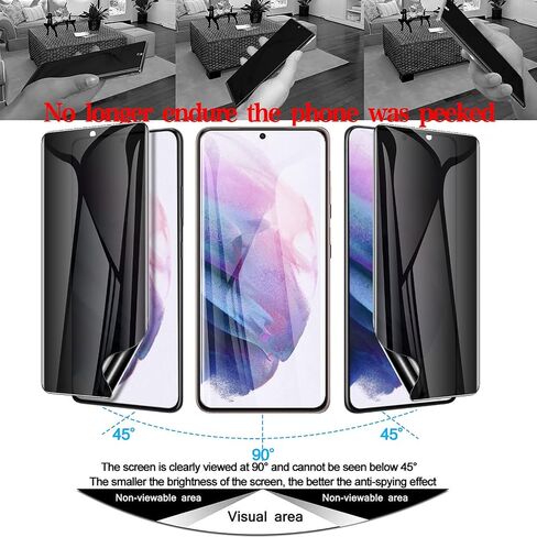 Lywhl 2 Pack for Samsung Galaxy S22 Ultra Privacy Screen Protector ، Full Full Full Full Film for Galaxy S22 Ultra 5G 6.8 "، [دعم قارئ بصمات الأصابع] إطار تثبيت سهل - أسود in Kuwait