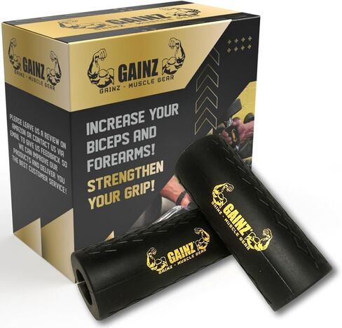 Gainz - Thick Grips Dumbell/Barbell Weight Lifting Adapters for Fat Bar - Grow Bigger Biceps - Training, Bodybuilding (Set of 2) in Kuwait