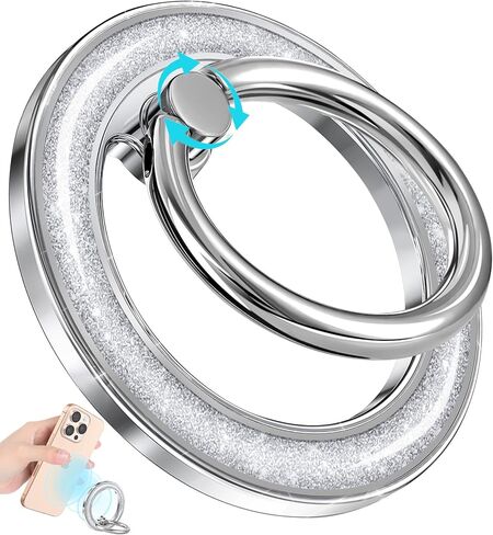 Phone Ring Holder Compatible with MagSafe - Magnetic Cell Phone Grip for Women Glitter Magnet Removable Finger Ring Grip Stand Cute Girly Bling Shine for iPhone 16 15 14 13 Pro Max Plus, Purple in Saudi Arabia