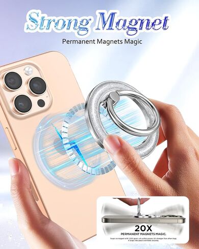 Phone Ring Holder Compatible with MagSafe - Magnetic Cell Phone Grip for Women Glitter Magnet Removable Finger Ring Grip Stand Cute Girly Bling Shine for iPhone 16 15 14 13 Pro Max Plus, Purple in Saudi Arabia