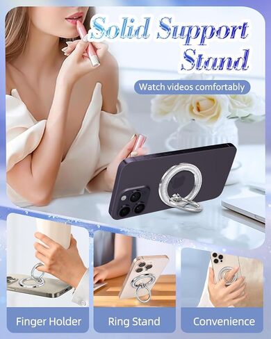 Phone Ring Holder Compatible with MagSafe - Magnetic Cell Phone Grip for Women Glitter Magnet Removable Finger Ring Grip Stand Cute Girly Bling Shine for iPhone 16 15 14 13 Pro Max Plus, Purple in Saudi Arabia