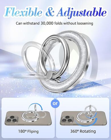 Phone Ring Holder Compatible with MagSafe - Magnetic Cell Phone Grip for Women Glitter Magnet Removable Finger Ring Grip Stand Cute Girly Bling Shine for iPhone 16 15 14 13 Pro Max Plus, Purple in Saudi Arabia