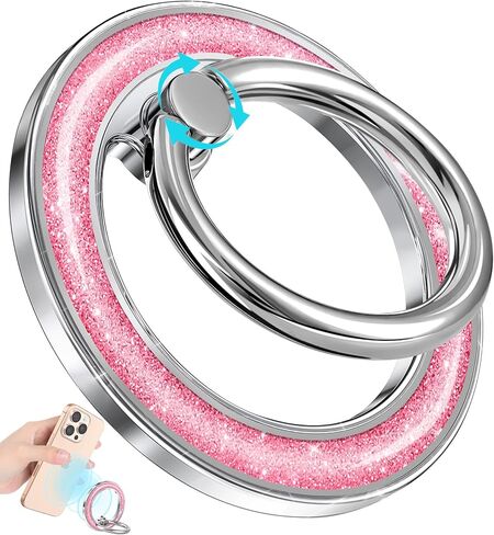 Phone Ring Holder Compatible with MagSafe - Magnetic Cell Phone Grip for Women Glitter Magnet Removable Finger Ring Grip Stand Cute Girly Bling Shine for iPhone 16 15 14 13 Pro Max Plus, Purple in Saudi Arabia